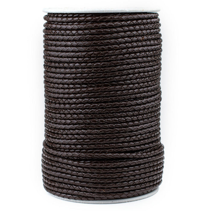 4.0mm Dark Brown Round Braided Bolo Leather Cord (3ft) - The Bead Chest