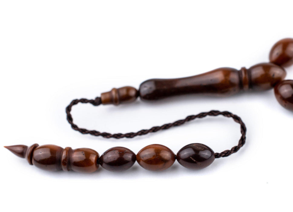 Dark Brown Oval Wooden Arabian Prayer Beads (7x10mm) - The Bead Chest