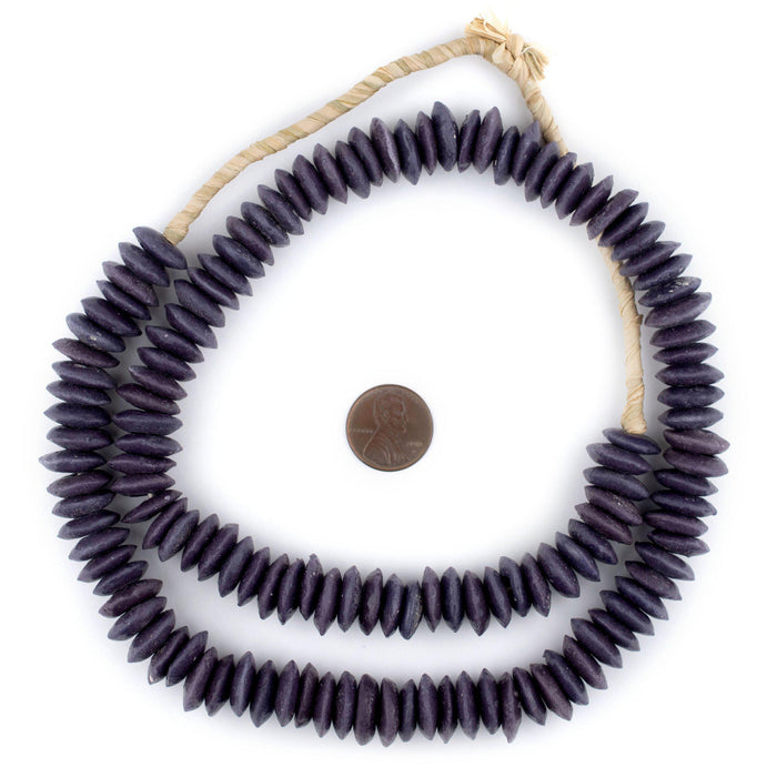 Dark Purple Ashanti Glass Saucer Beads (14mm) - The Bead Chest