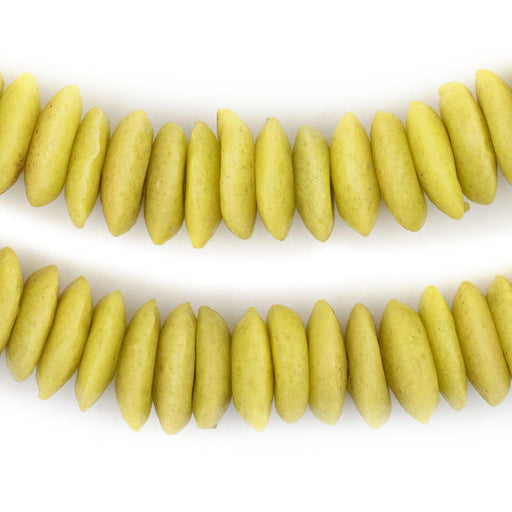 Sunflower Yellow Ashanti Glass Saucer Beads - The Bead Chest