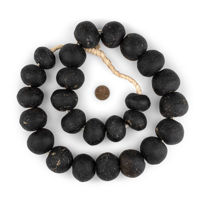 Super Jumbo Blackened Brown Recycled Glass Beads (34mm) - The Bead Chest
