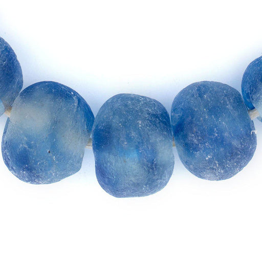 Super Jumbo Blue Swirl Recycled Glass Beads (34mm) - The Bead Chest