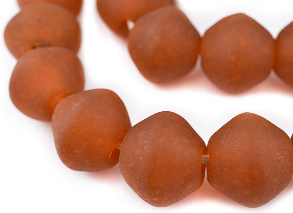 Super Jumbo Papaya Orange Bicone Recycled Glass Beads (35mm) - The Bead Chest