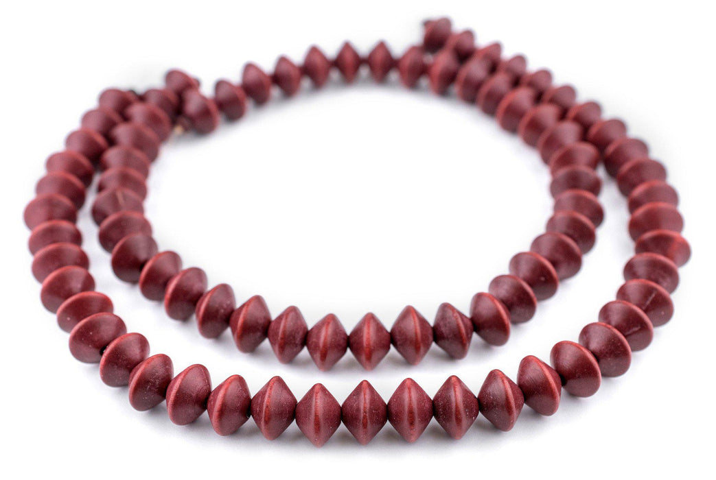 Cherry Red Bicone Natural Wood Beads (10x15mm)