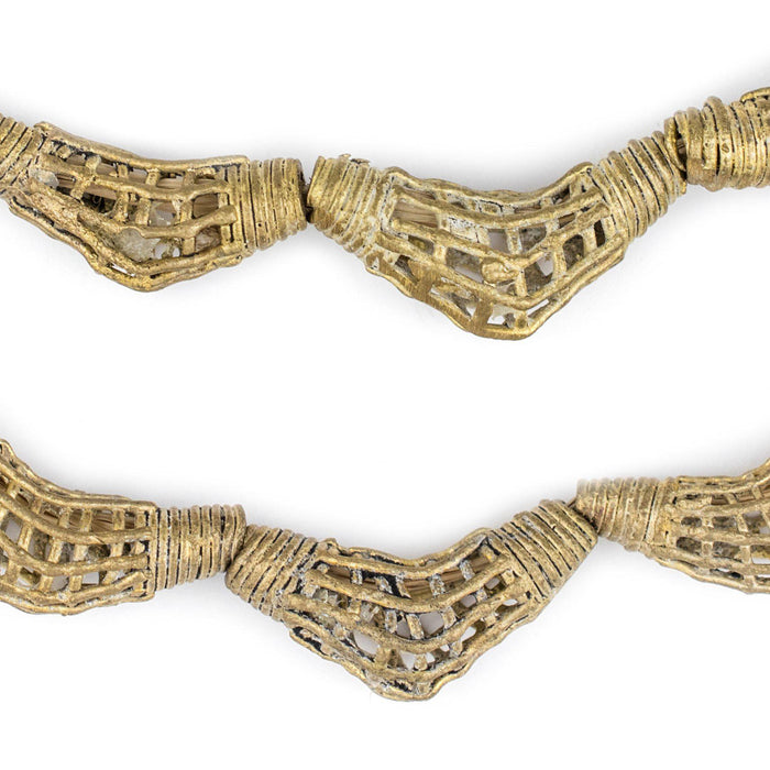 Woven Brass Filigree Elbow Beads (31x12mm) - The Bead Chest