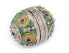 Artisanal Fancy Multicolor Enameled Round Berber Bead (42 x 33mm) - The Bead Chest