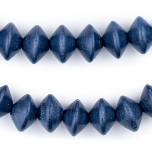 Cobalt Blue Bicone Natural Wood Beads (10x15mm)