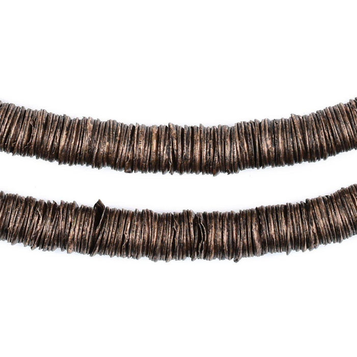 Copper Beads, Barrel with Rope Coils (strand)
