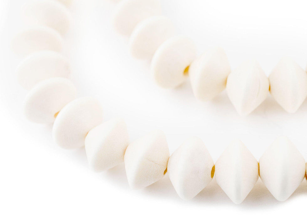 White Bicone Natural Wood Beads (10x15mm) - The Bead Chest