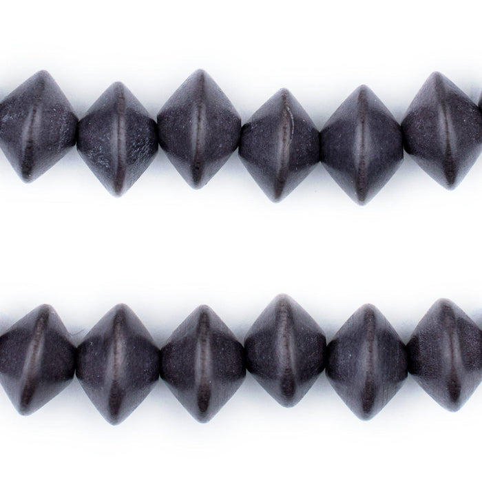 Dark Grey Bicone Natural Wood Beads (10x15mm) - The Bead Chest