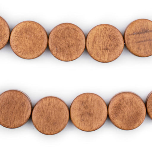 Light Brown Circular Natural Wood Beads (15x15mm)