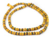 Dark Yellow Vintage Inlaid Bone Mala Beads (8mm) - The Bead Chest