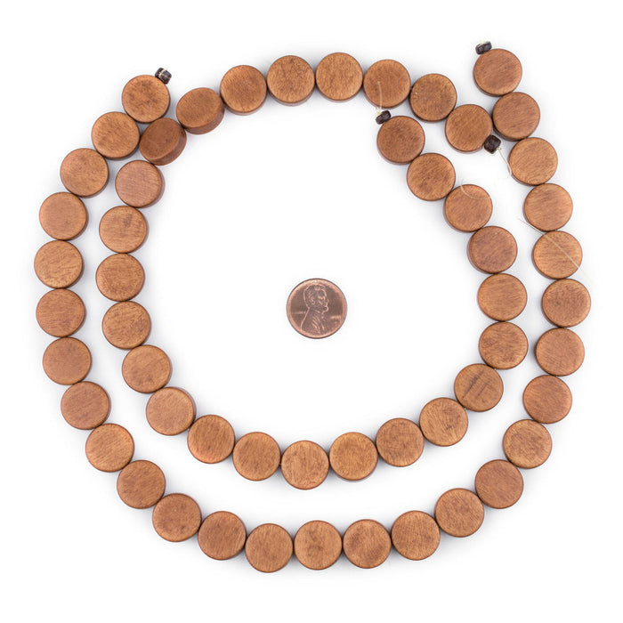 Light Brown Circular Natural Wood Beads (15x15mm) - The Bead Chest