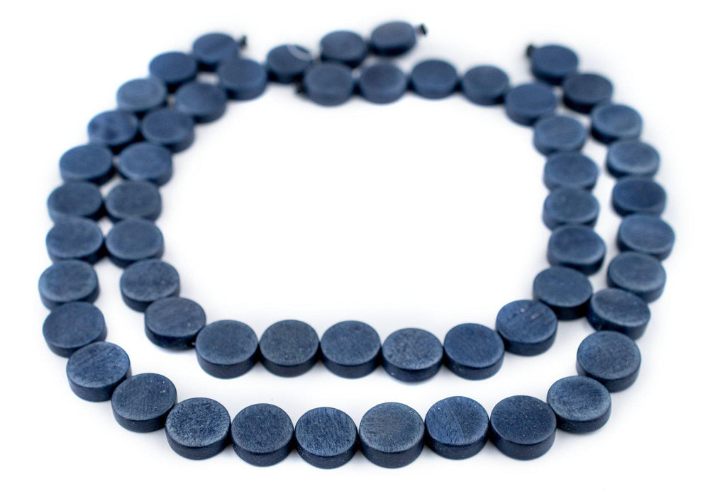 Cobalt Blue Circular Natural Wood Beads (15x15mm) - The Bead Chest