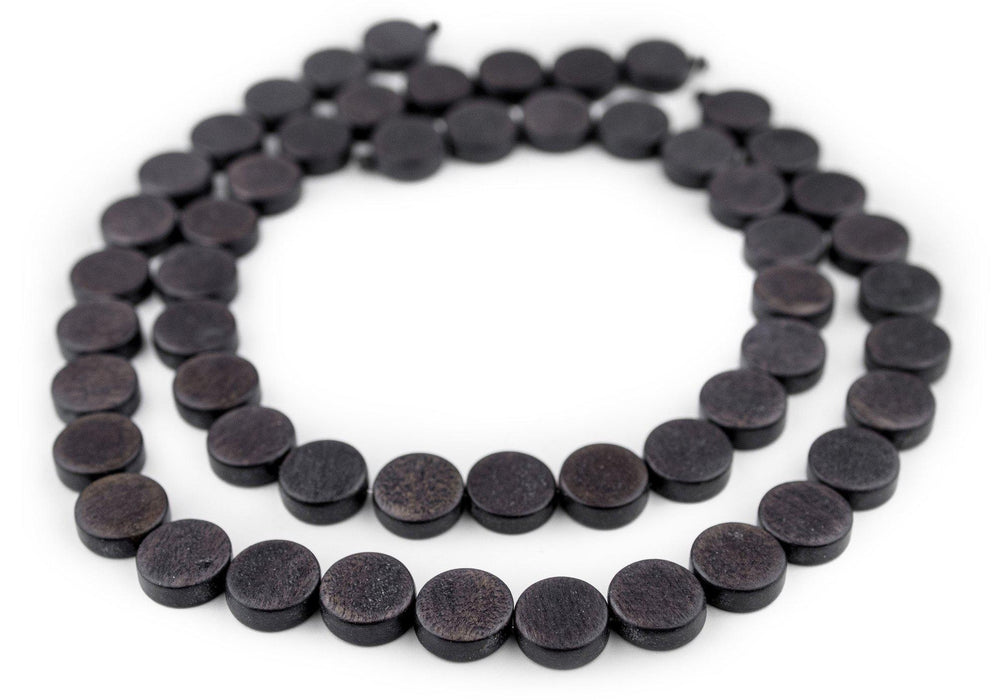 Dark Grey Circular Natural Wood Beads (15x15mm) - The Bead Chest