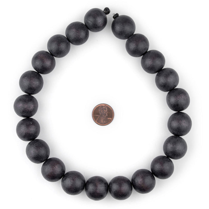 Dark Grey Round Natural Wood Beads (20mm) - The Bead Chest