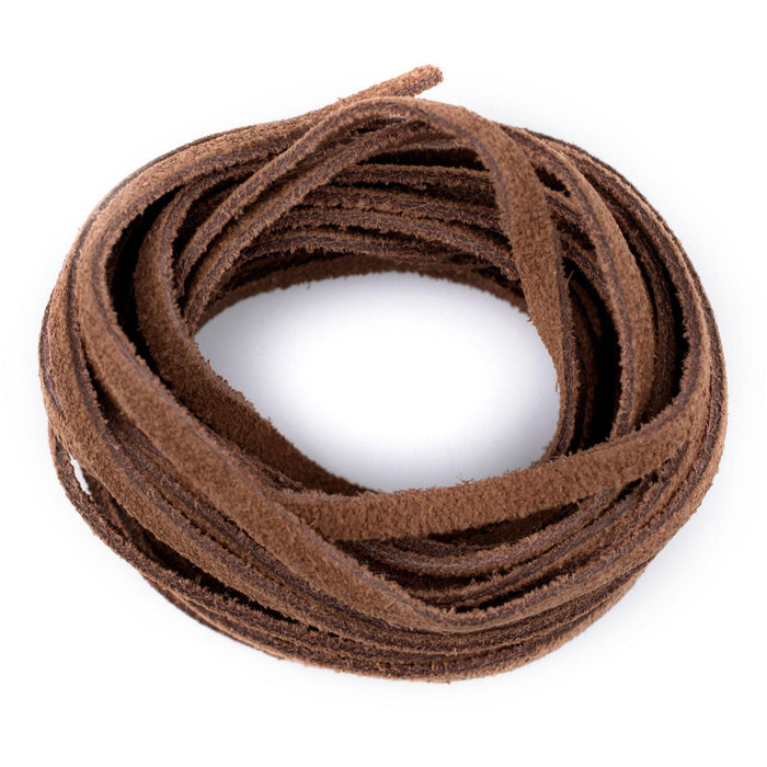 4.0mm Brown Flat Suede Leather Cord (15ft) - The Bead Chest