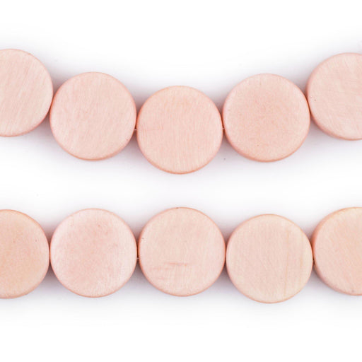 Pink Circular Natural Wood Beads (15x15mm) - The Bead Chest