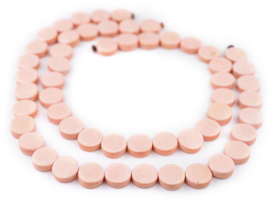 Pink Circular Natural Wood Beads (15x15mm) - The Bead Chest