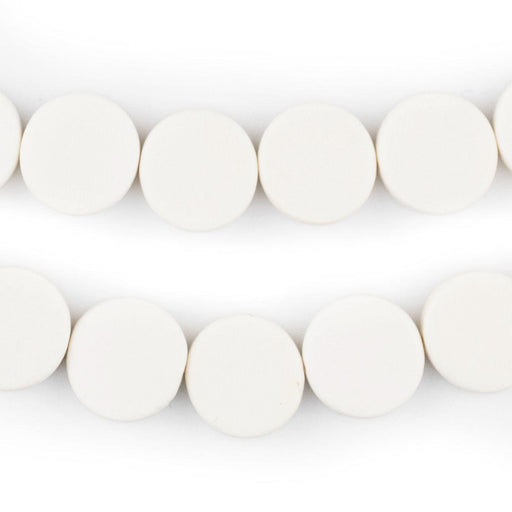 White Circular Natural Wood Beads (15x15mm)