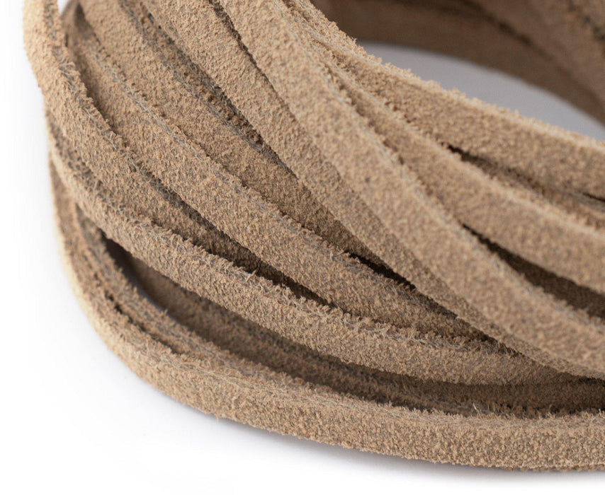 3.0mm Beige Flat Suede Leather Cord (15ft) - The Bead Chest
