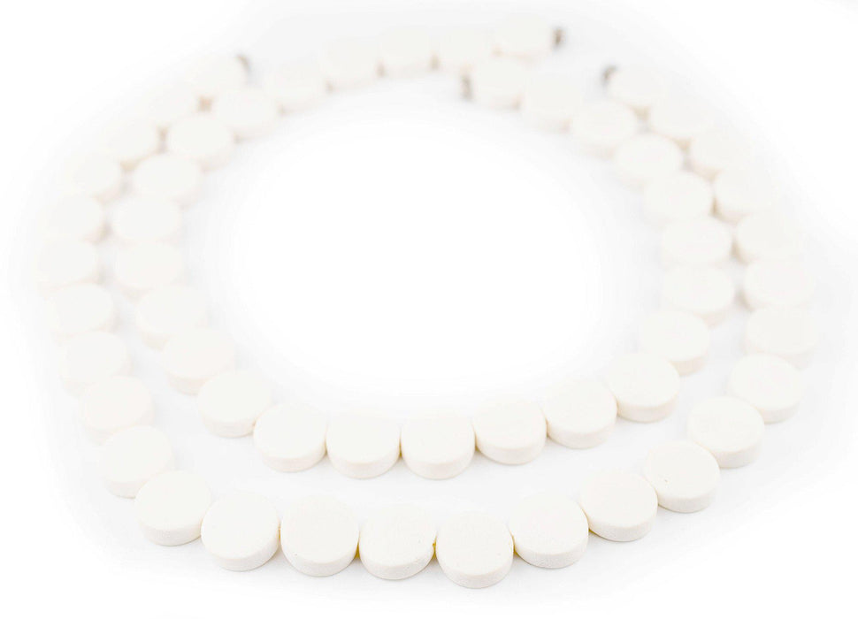 White Circular Natural Wood Beads (15x15mm) - The Bead Chest