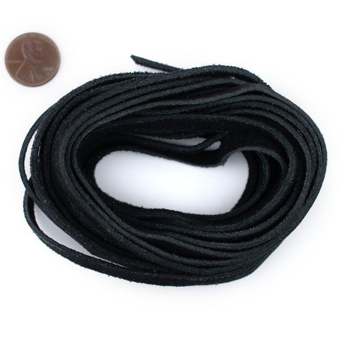 5.0mm Black Flat Suede Leather Cord (15ft) - The Bead Chest
