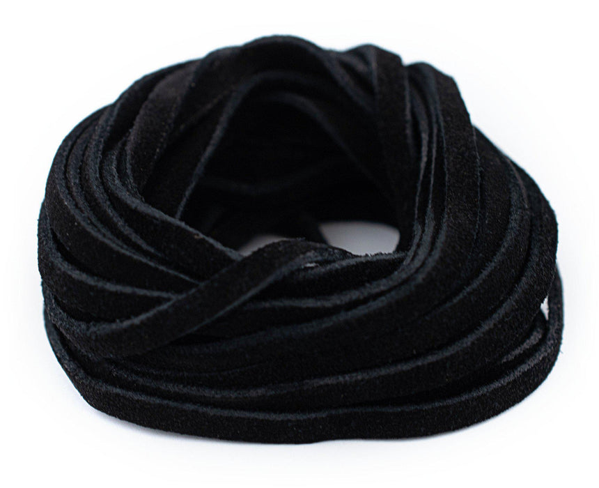 4.0mm Black Flat Suede Leather Cord (15ft) - The Bead Chest