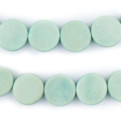 Mint Green Circular Natural Wood Beads (15x15mm)