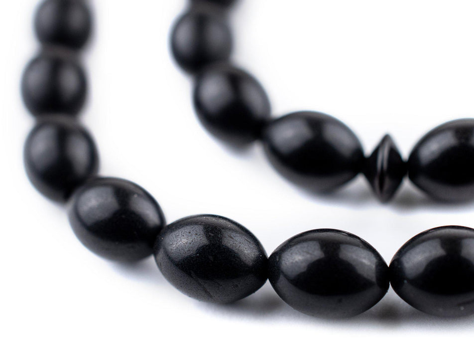 Black Oval Wooden Arabian Prayer Beads (7x10mm) - The Bead Chest