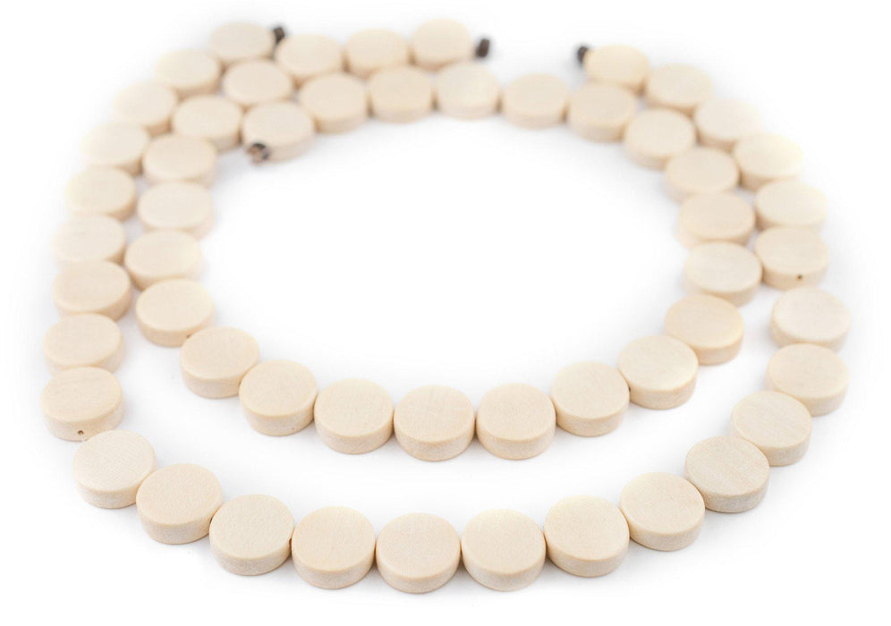 Cream Circular Natural Wood Beads (15x15mm) - The Bead Chest