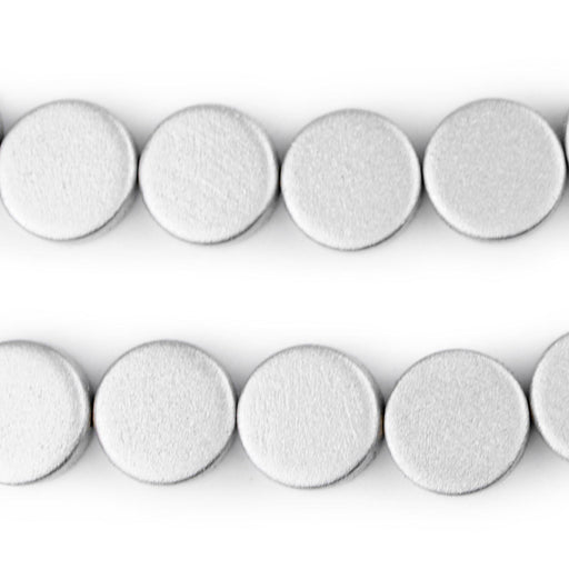 Silver Circular Natural Wood Beads (15x15mm) - The Bead Chest