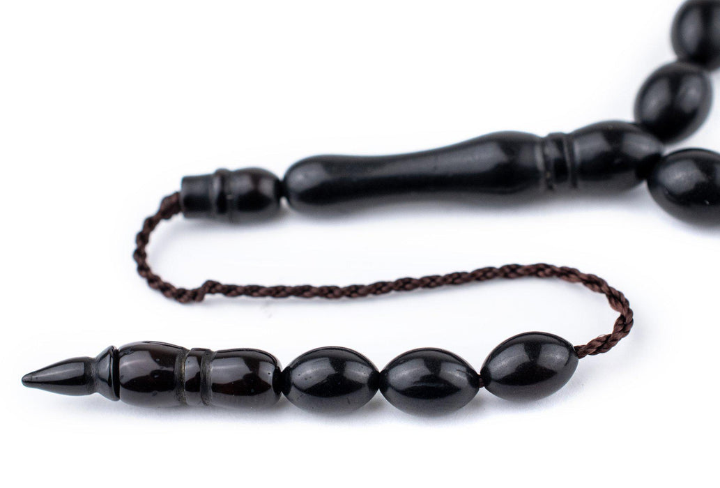 Black Oval Wooden Arabian Prayer Beads (7x10mm) - The Bead Chest