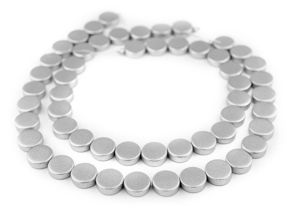 Silver Circular Natural Wood Beads (15x15mm) - The Bead Chest