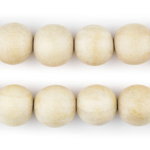 Cream Unwaxed Natural Wood Beads (16mm) - The Bead Chest
