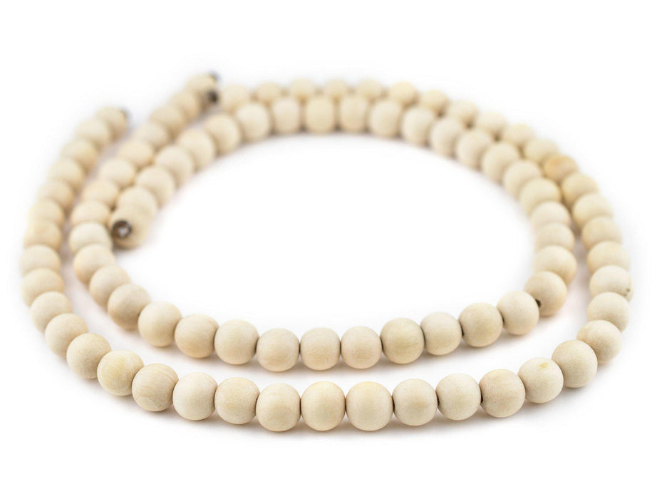 Cream Unwaxed Natural Wood Beads (10mm) - The Bead Chest