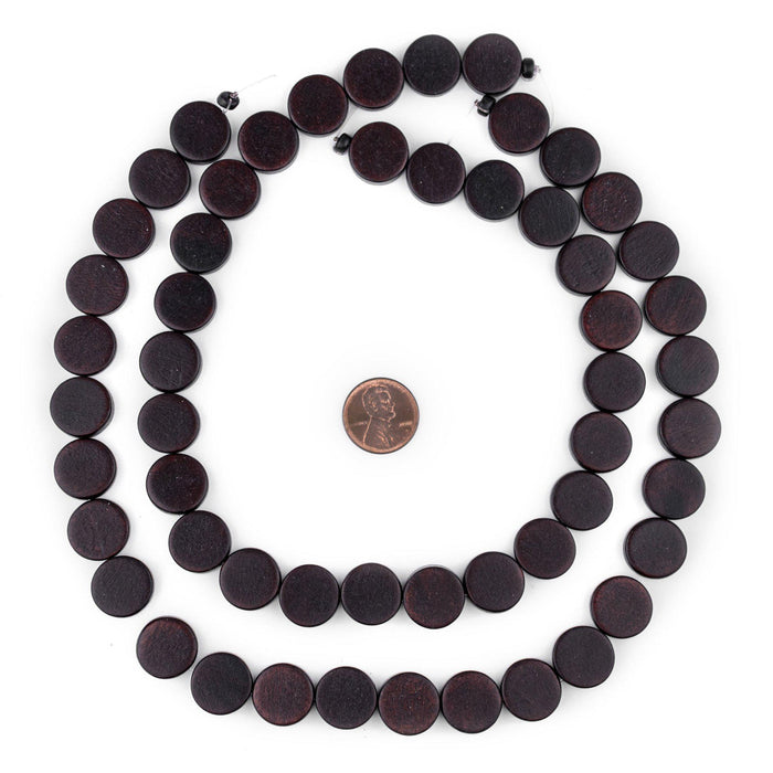 Dark Brown Circular Natural Wood Beads (15x15mm) - The Bead Chest