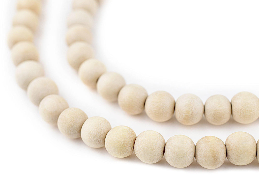Cream Unwaxed Natural Wood Beads (8mm) - The Bead Chest