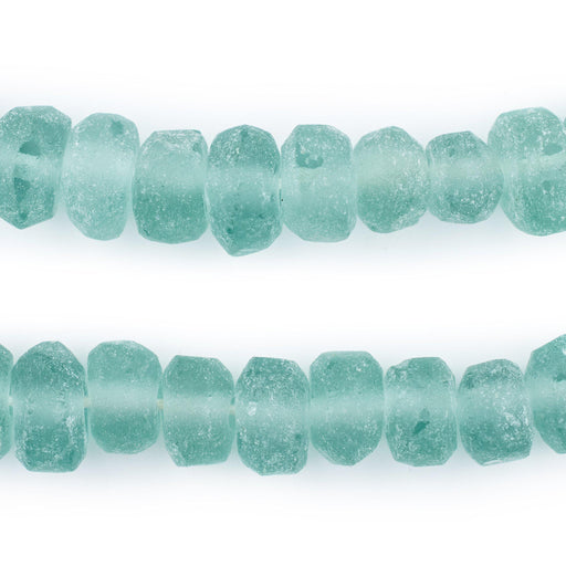 Clear Marine Rondelle Java Recycled Glass Beads (11mm) - The Bead Chest