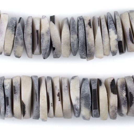 Splotchy Grey Coconut Bone Heishi Beads (18mm)