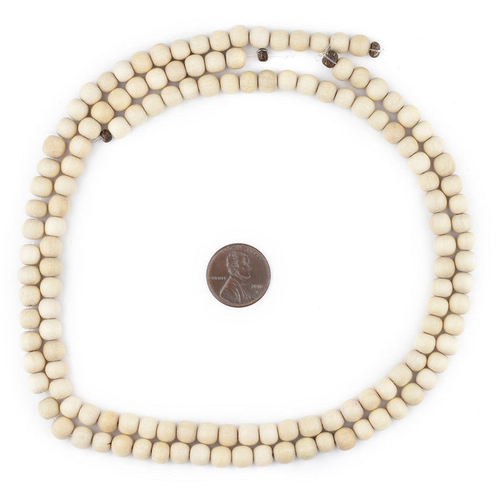 Cream Unwaxed Natural Wood Beads (6mm) - The Bead Chest