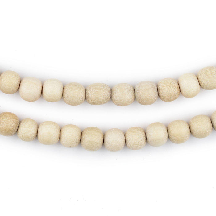 Cream Unwaxed Natural Wood Beads (6mm) - The Bead Chest