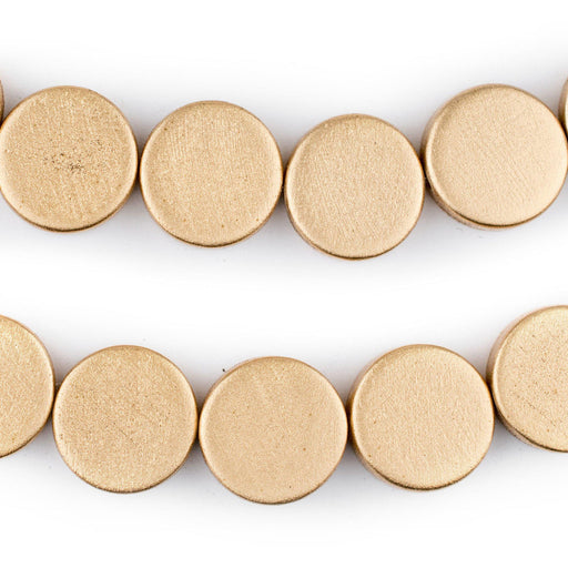 Gold Circular Natural Wood Beads (15x15mm) - The Bead Chest