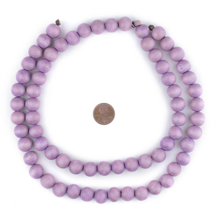 Purple Round Natural Wood Beads (12mm) - The Bead Chest