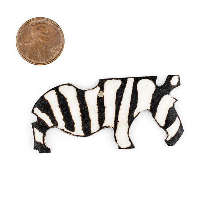 Grazing Zebra Bone Batik Pendant - The Bead Chest