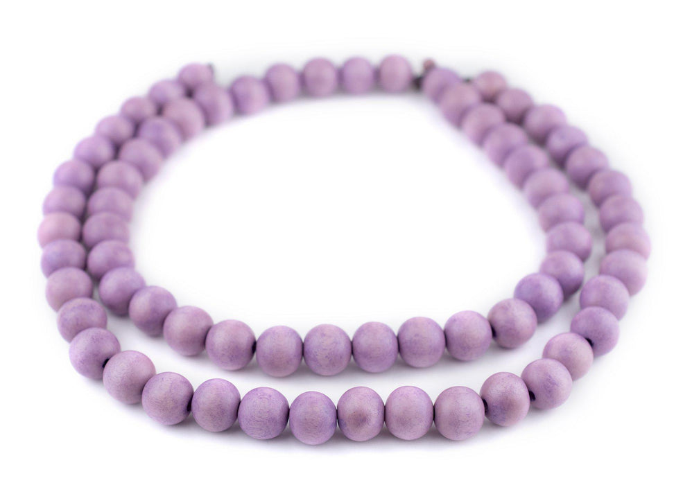 Purple Round Natural Wood Beads (12mm) - The Bead Chest