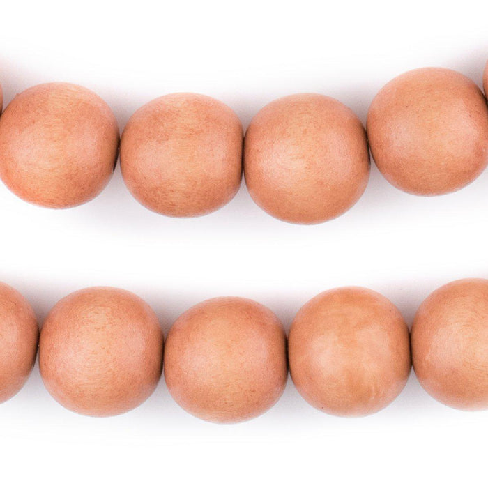 Orange Round Natural Wood Beads (16mm) - The Bead Chest