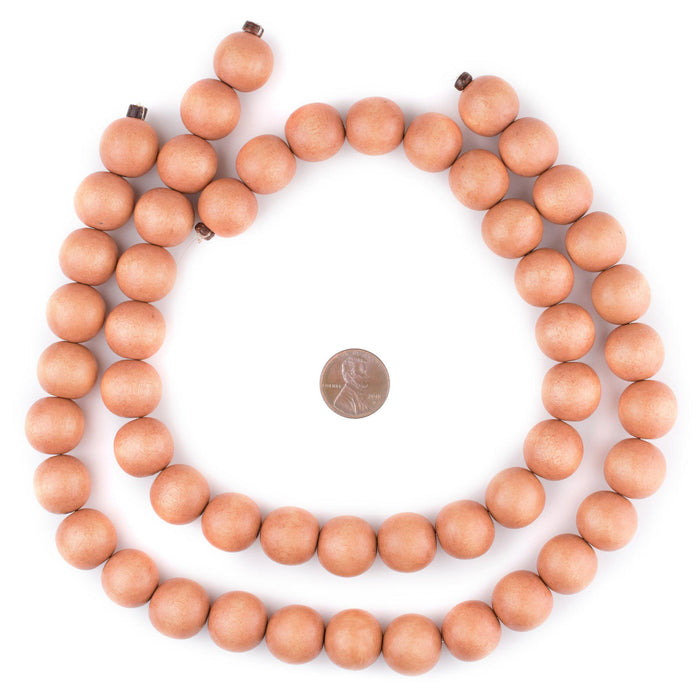Orange Round Natural Wood Beads (16mm) - The Bead Chest