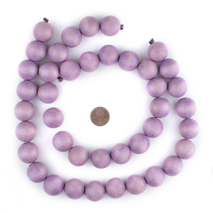 Purple Round Natural Wood Beads (20mm) - The Bead Chest