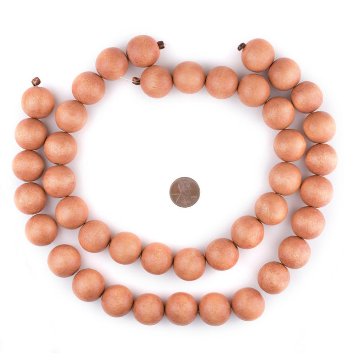 Orange Round Natural Wood Beads (20mm) - The Bead Chest